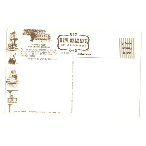 Vintage New Orleans Pirates Alley Postcard Grant Robertson Mid Century Travel - Picture 2 of 2